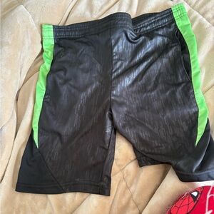 Boys Black and Green Athletic Shorts